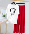 Printed Night Suit Red