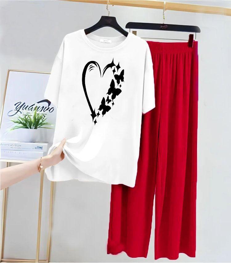 Printed Night Suit Red