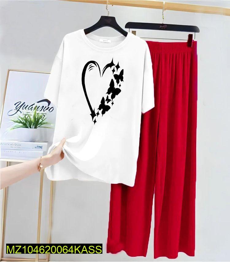 Printed Night Suit Red