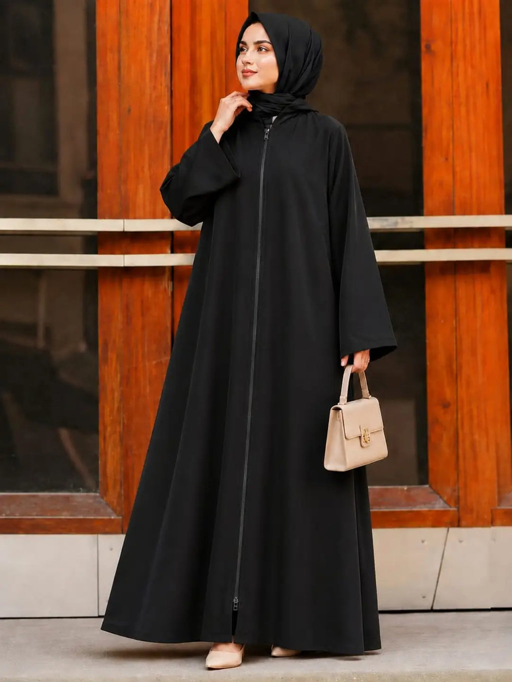 Nida Plain Zip Full Abaya