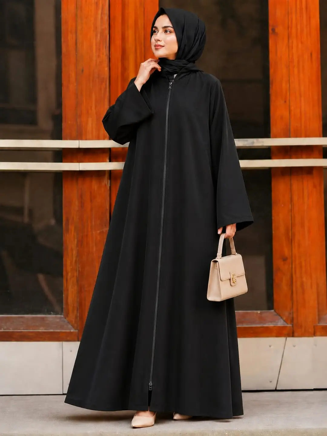 Nida Plain Zip Full Abaya