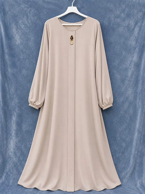 Beige Georgette Plain Maxi Abaya