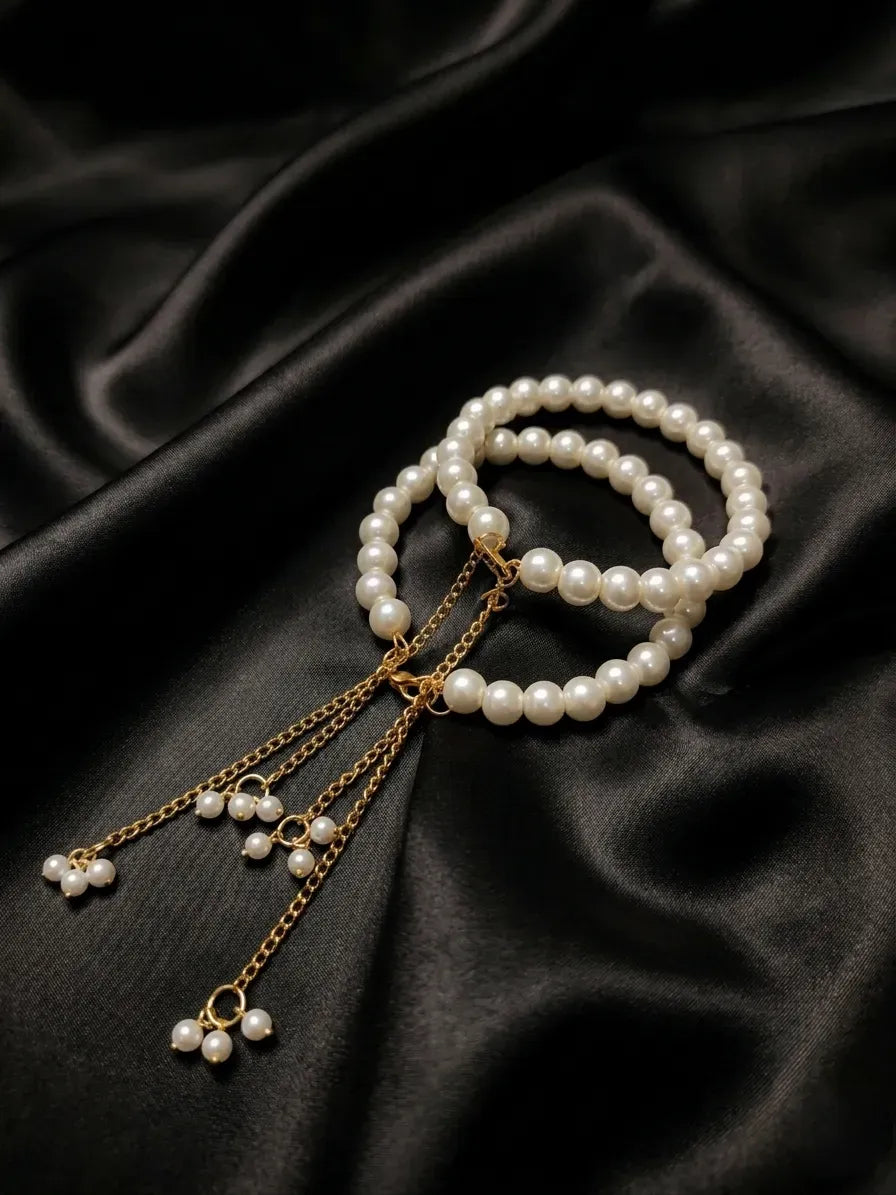 Adjustable Pearl Chain Bracelet Set for Women