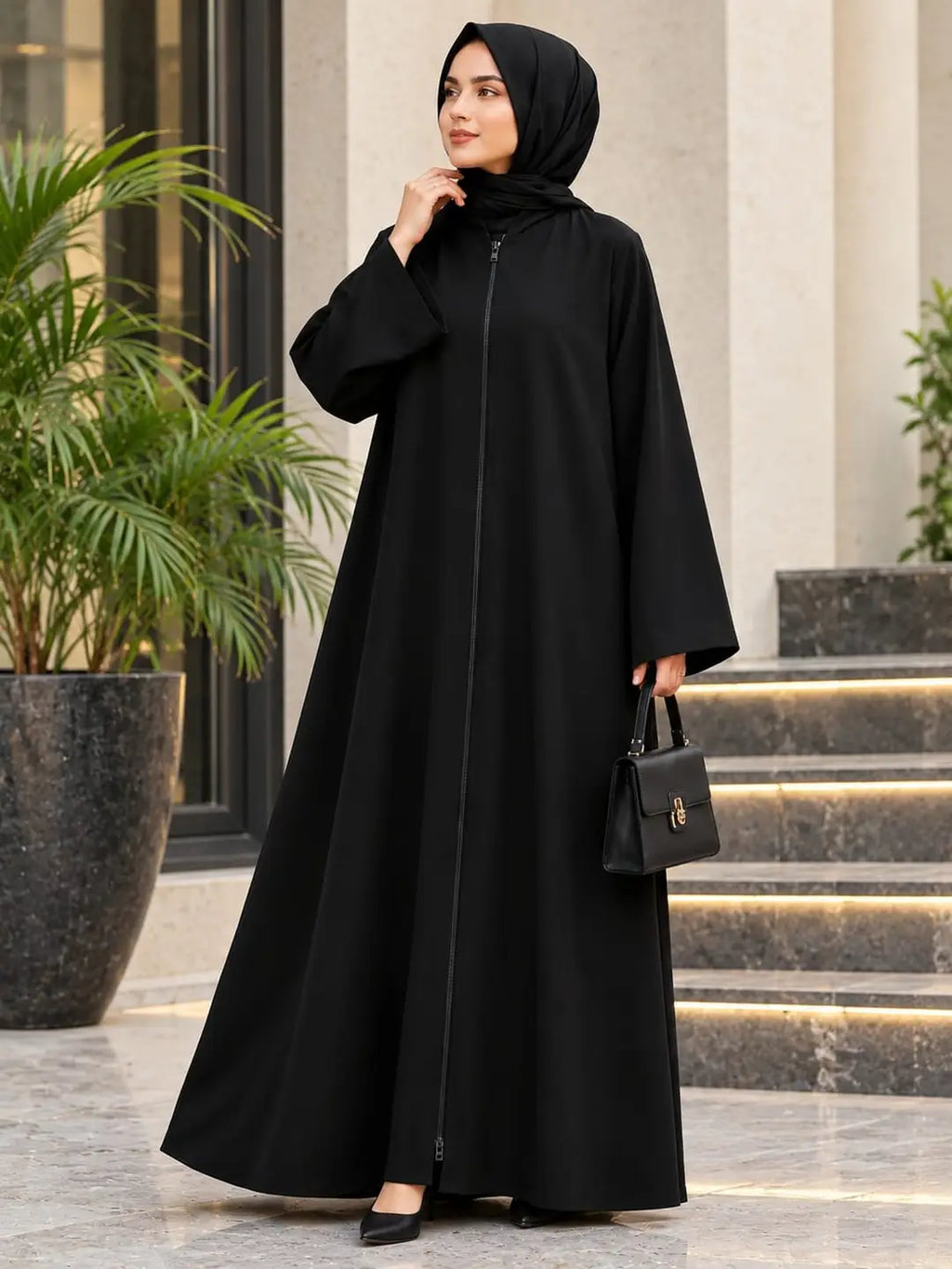 Nida Plain Zip Full Abaya
