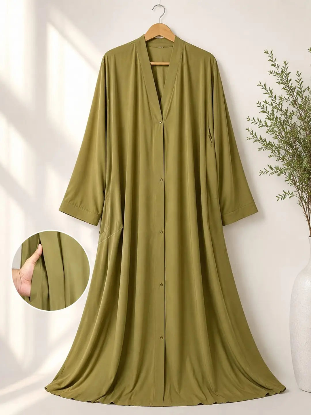 Light Green Georgette Plain Maxi Abaya