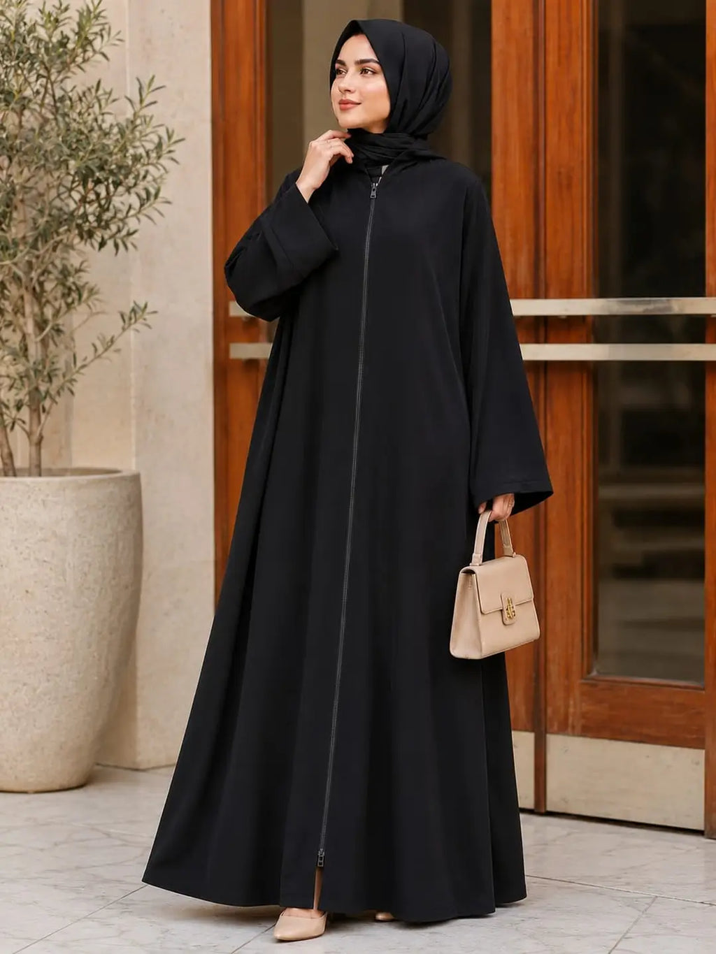 Nida Plain Zip Full Abaya
