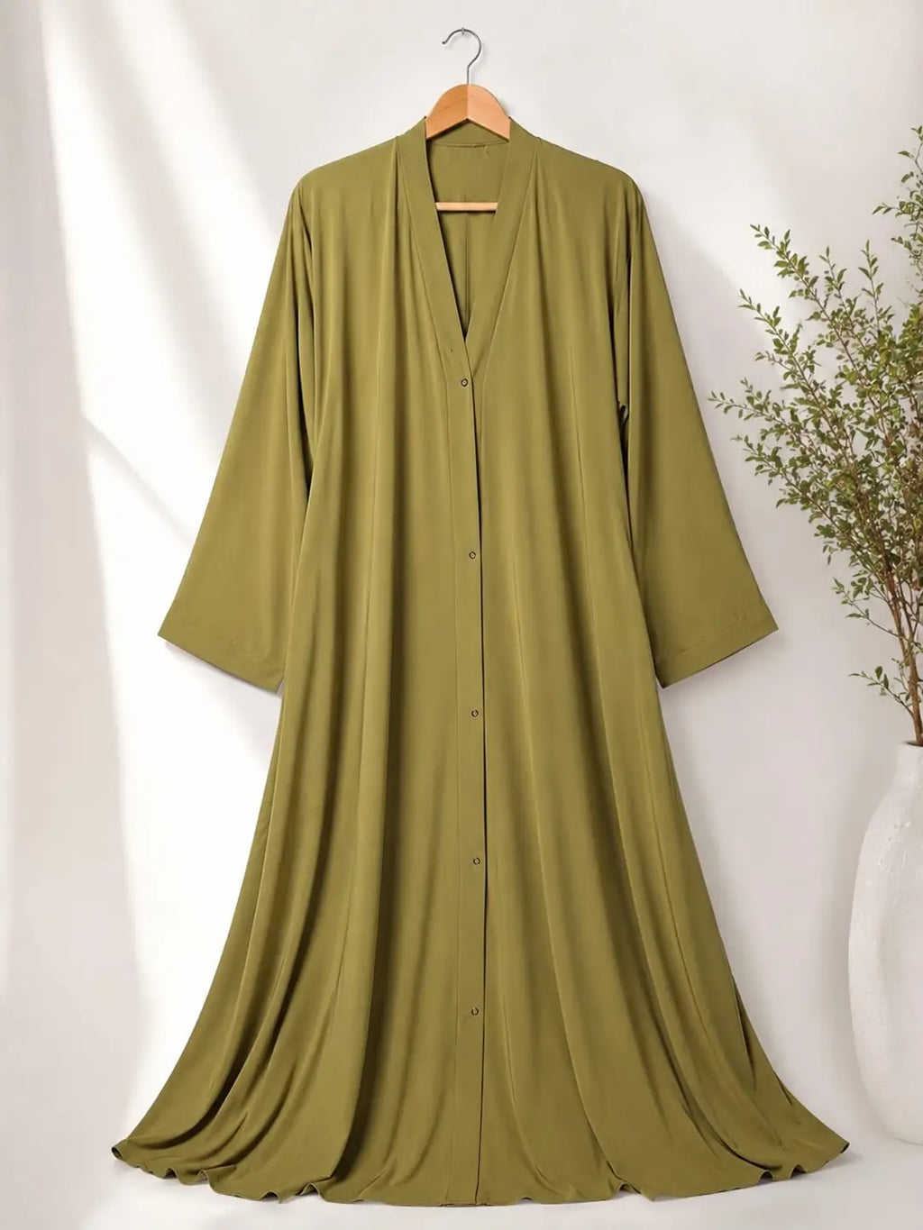 Light Green Georgette Plain Maxi Abaya