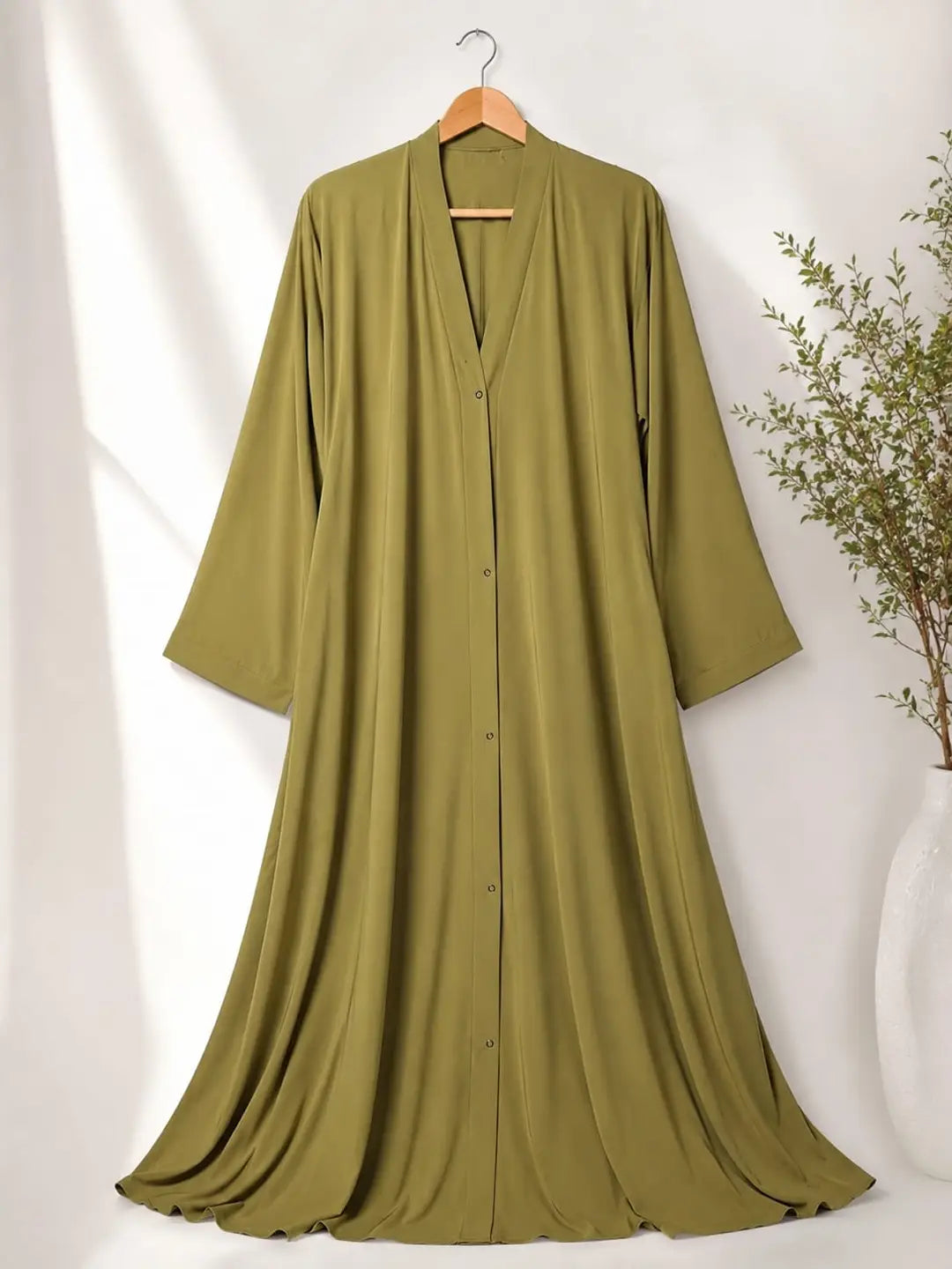 Light Green Georgette Plain Maxi Abaya