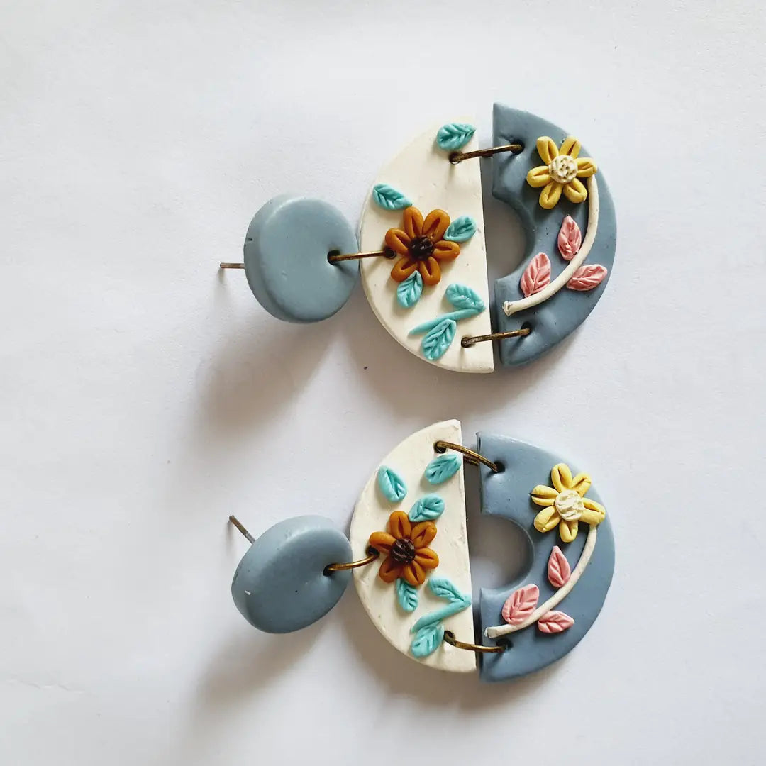 Stylish 2 Layered Dangling Earrings with Resin Plating - ZW-05