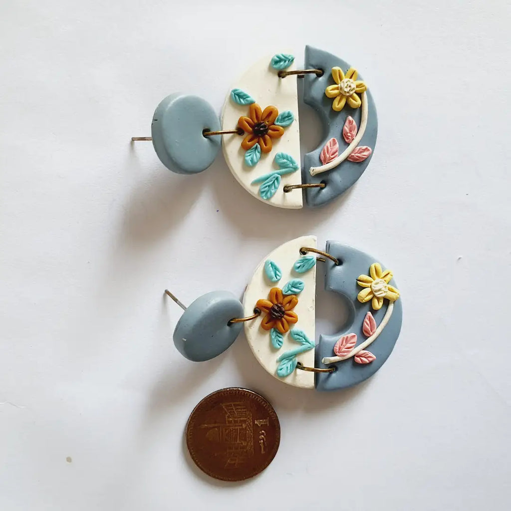 Stylish 2 Layered Dangling Earrings with Resin Plating - ZW-05