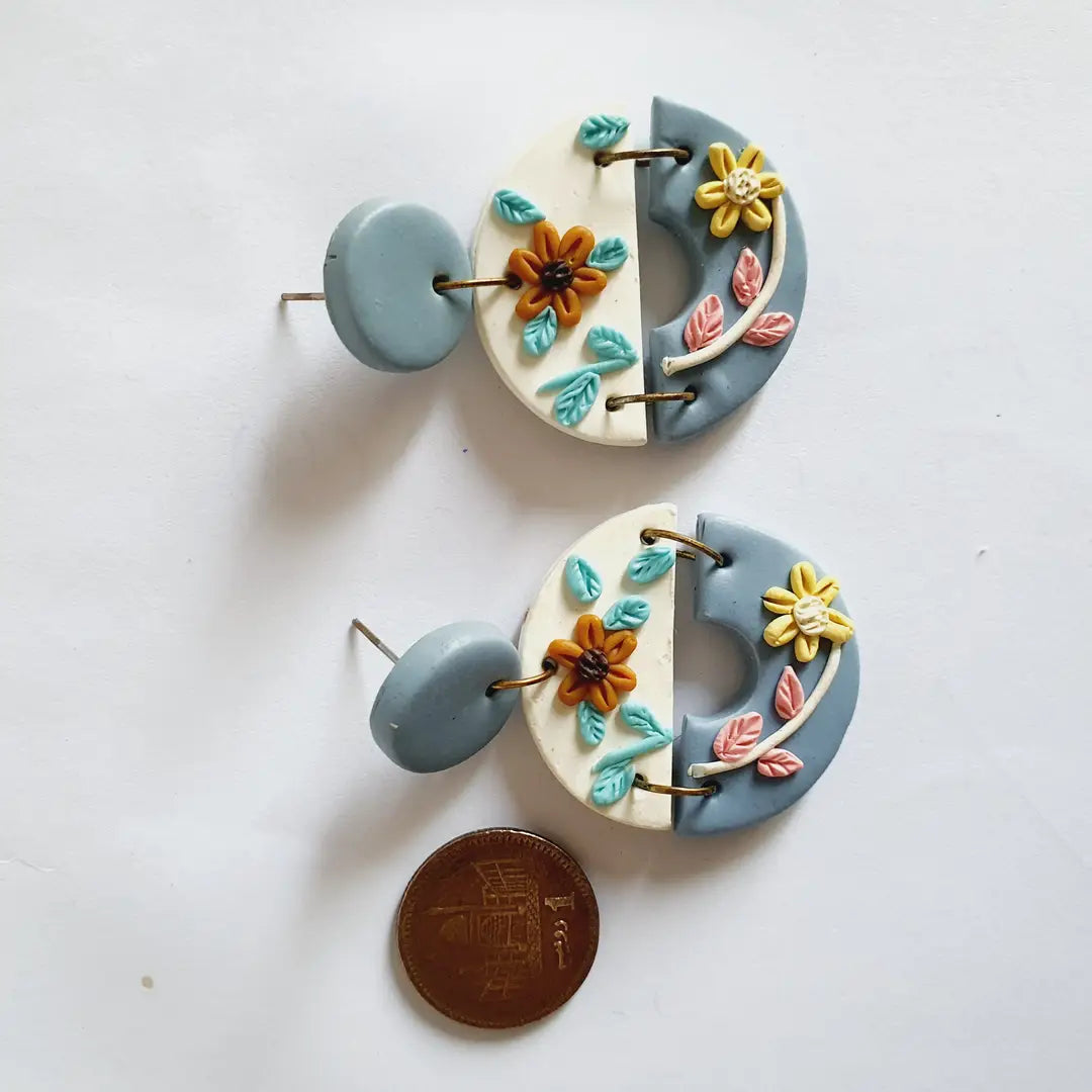 Stylish 2 Layered Dangling Earrings with Resin Plating - ZW-05