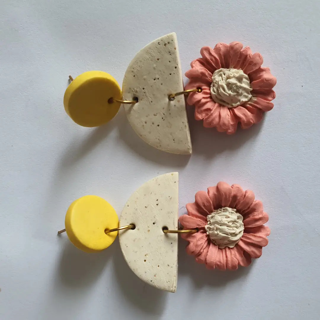 Stylish 2 Layered Dangling Earrings with Resin Plating - ZW-04