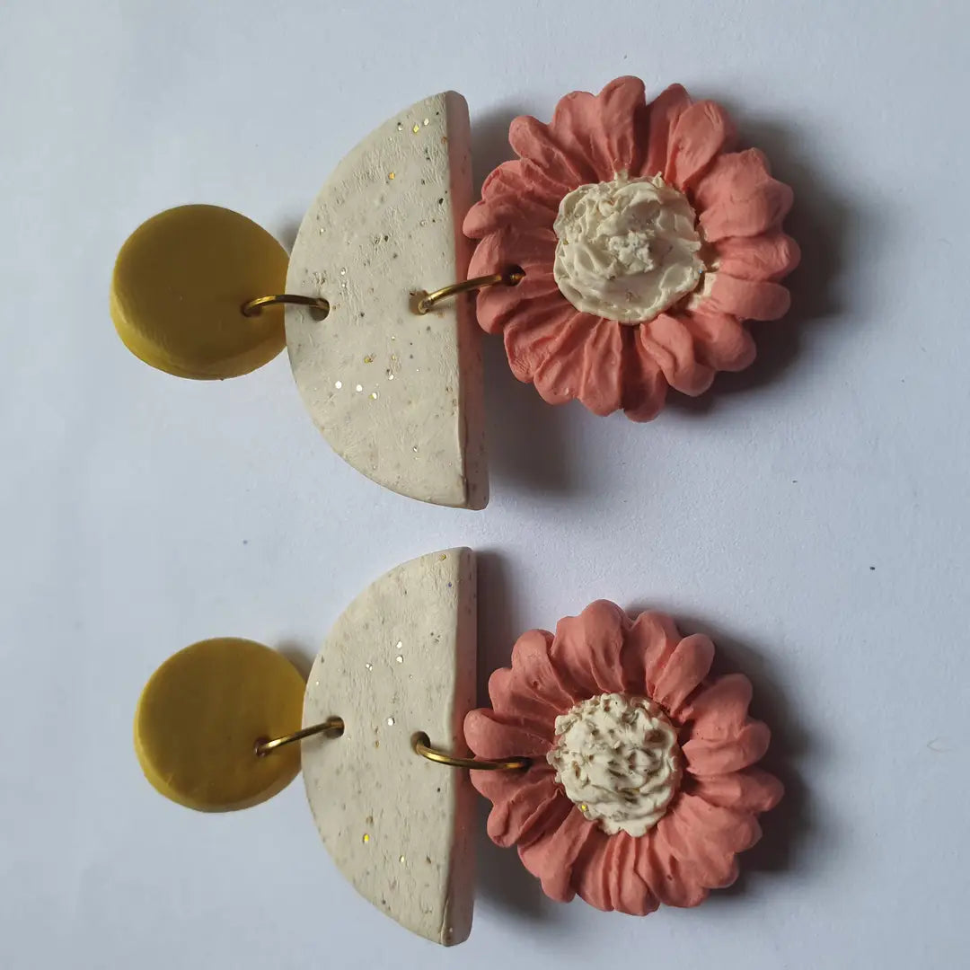 Stylish 2 Layered Dangling Earrings with Resin Plating - ZW-04