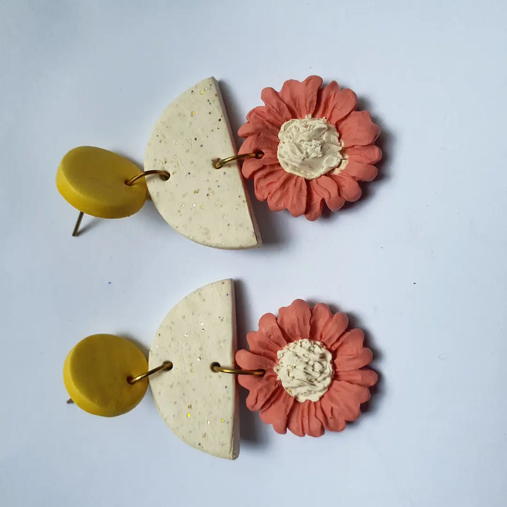 Stylish 2 Layered Dangling Earrings with Resin Plating - ZW-04