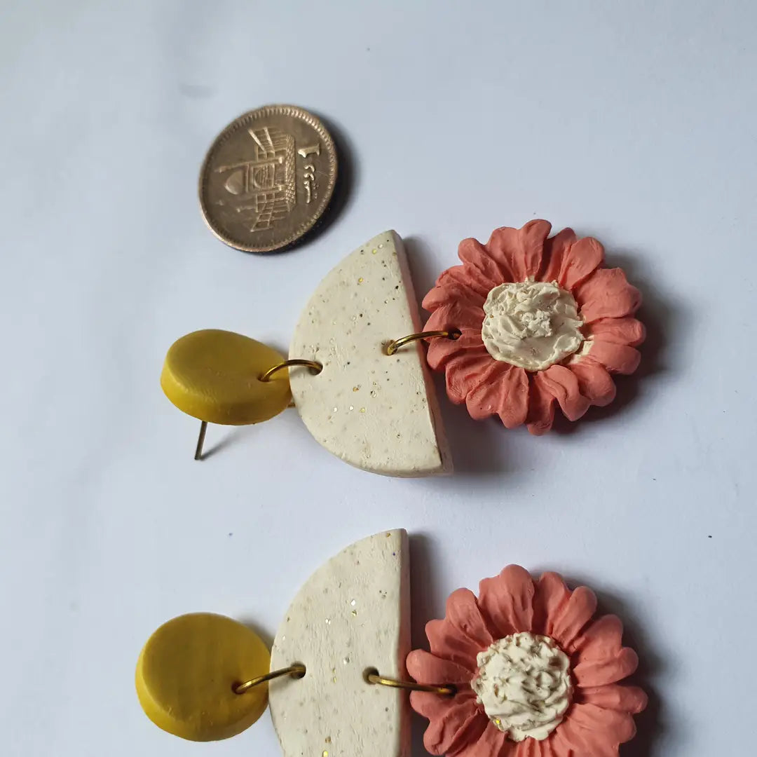 Stylish 2 Layered Dangling Earrings with Resin Plating - ZW-04