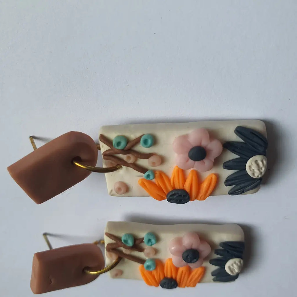 Stylish 2 Layered Dangling Earrings with Resin Plating - ZW-15