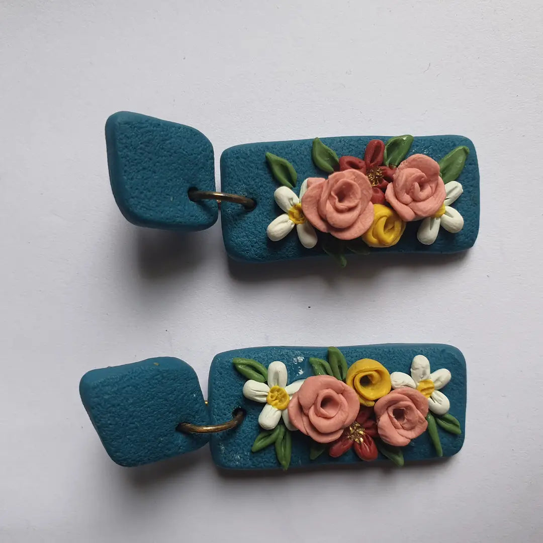 Stylish 2 Layered Dangling Earrings with Resin Plating - ZW-11