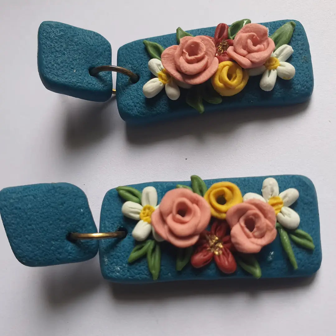 Stylish 2 Layered Dangling Earrings with Resin Plating - ZW-11