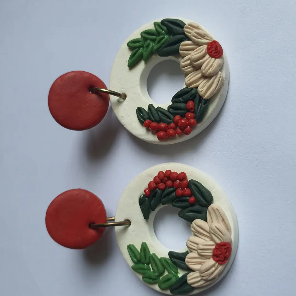 Stylish 2 Layered Dangling Earrings with Resin Plating -ZW-03
