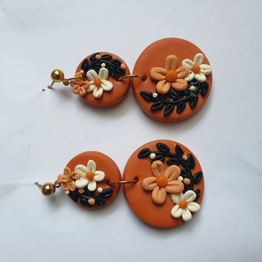 Stylish 2 Layered Dangling Earrings with Resin Plating - ZW-14