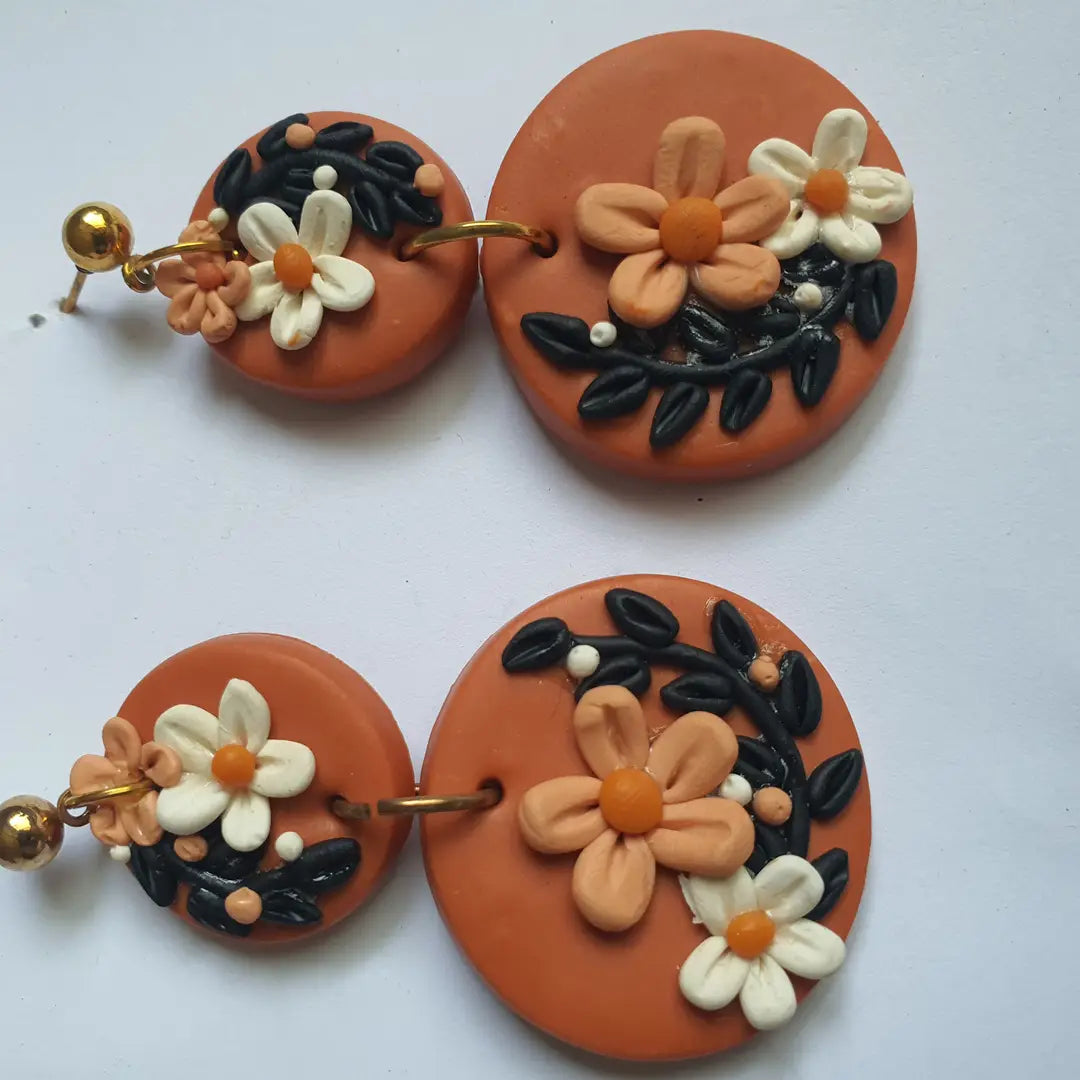 Stylish 2 Layered Dangling Earrings with Resin Plating - ZW-14