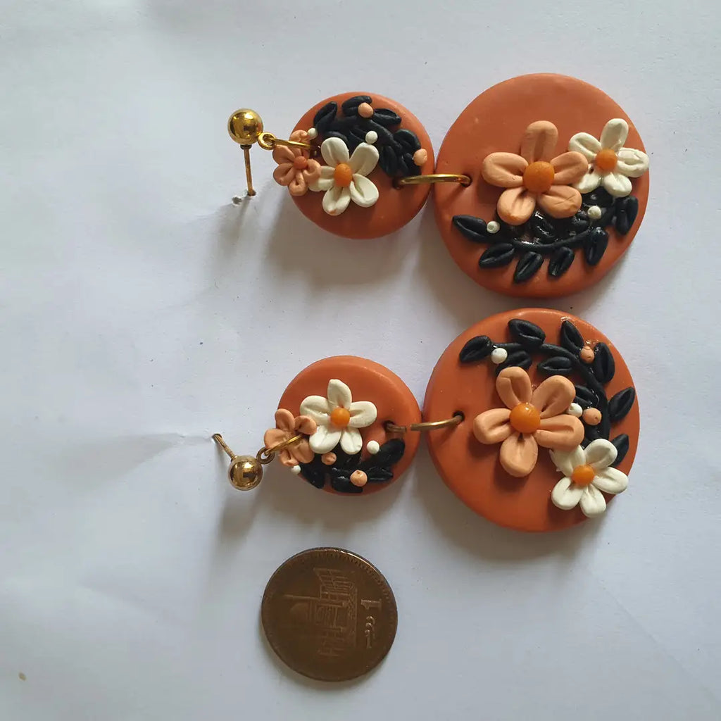 Stylish 2 Layered Dangling Earrings with Resin Plating - ZW-14