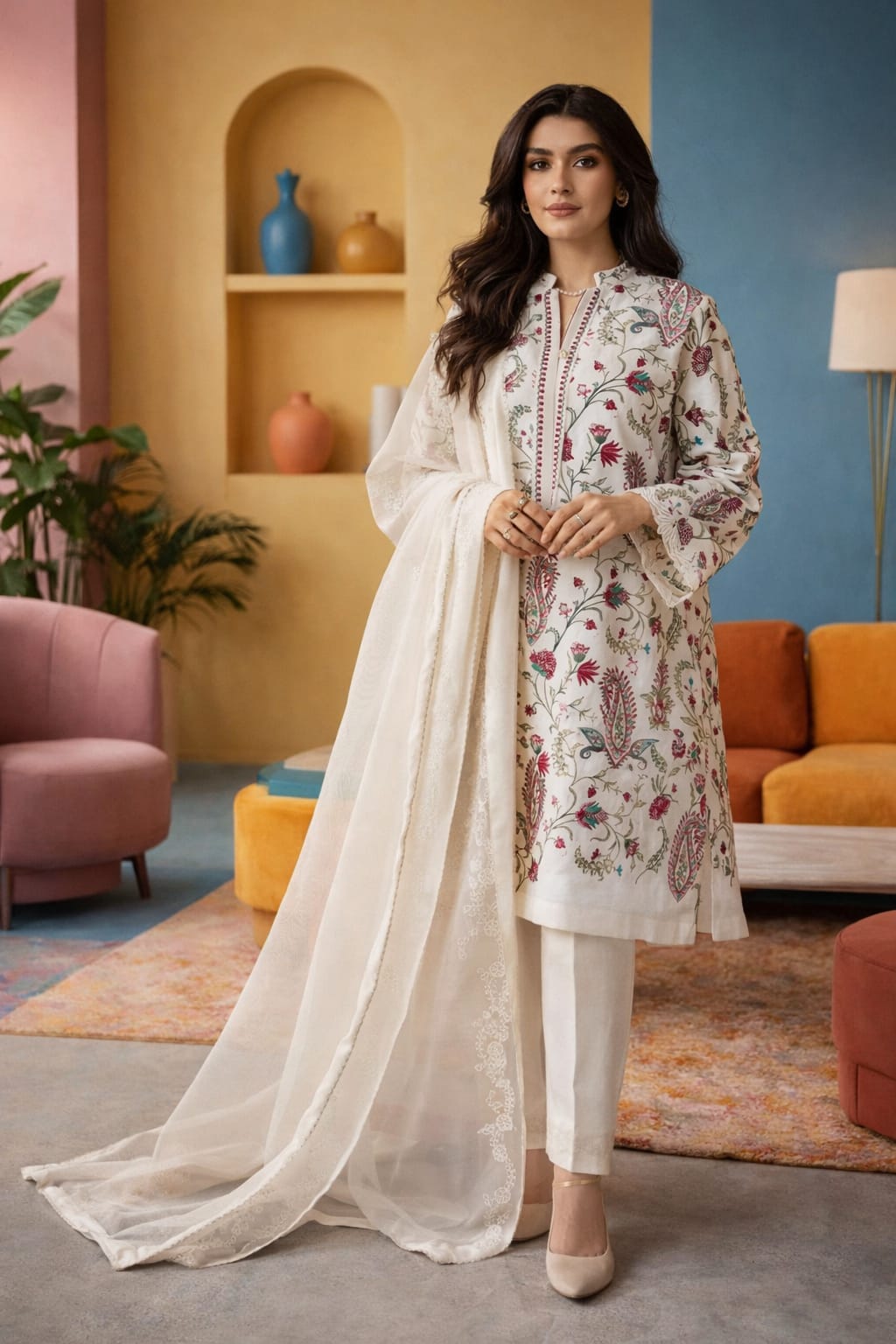 ZW-10044 Embroidered Lawn 3 Piece Summer Suit By ZeeWear