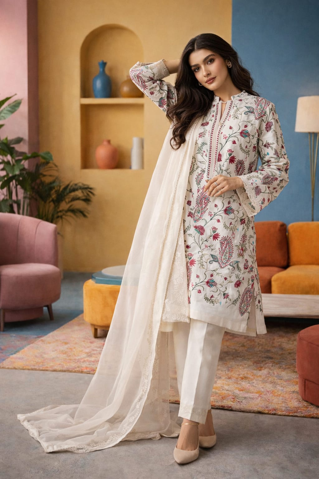 ZW-10044 Embroidered Lawn 3 Piece Summer Suit By ZeeWear