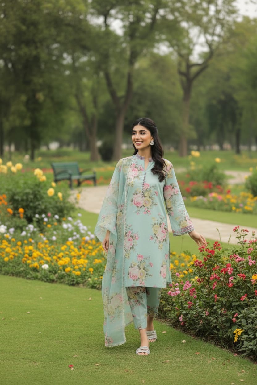 ZW-10039 Printed Lawn 3 Piece Summer Suit By ZeeWear