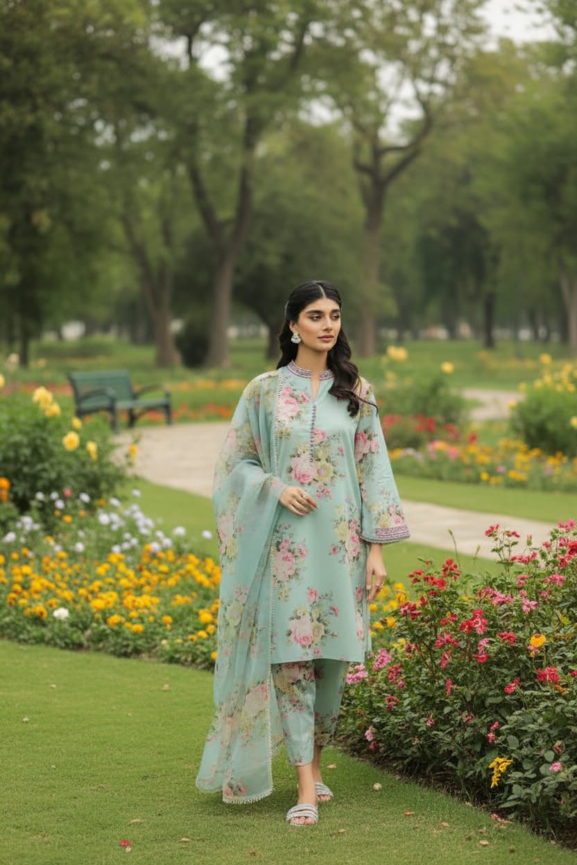 ZW-10039 Printed Lawn 3 Piece Summer Suit By ZeeWear