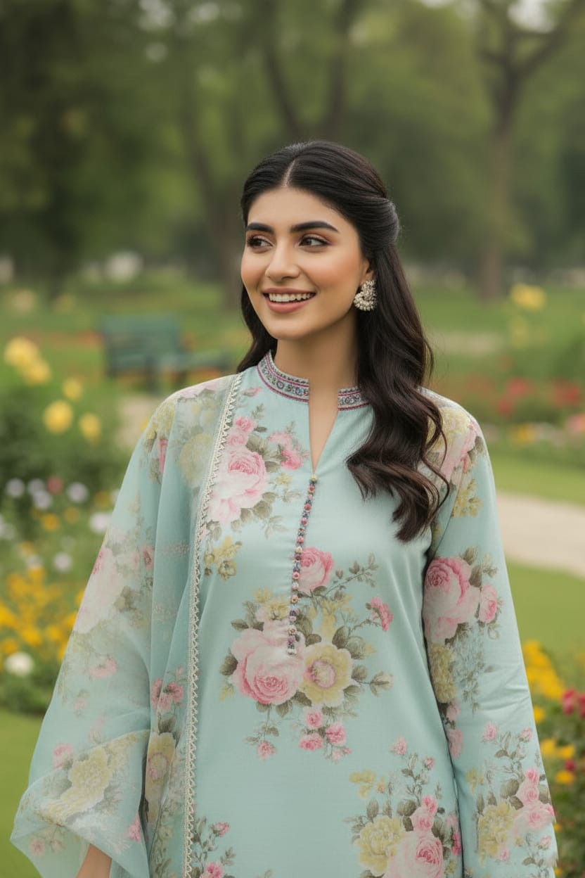 ZW-10039 Printed Lawn 3 Piece Summer Suit By ZeeWear