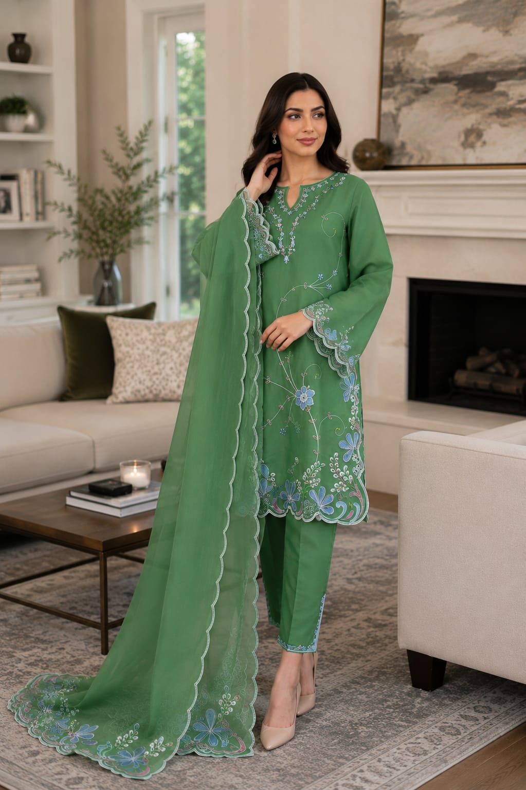 ZW-10037 Embroidered Lawn 3 Piece Summer Suit By ZeeWear