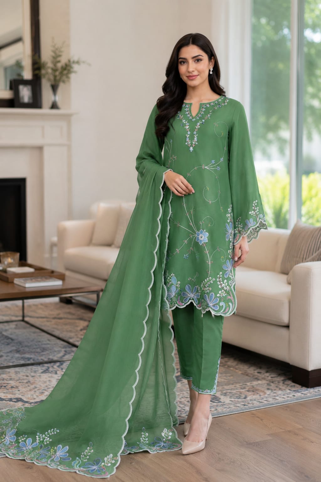 ZW-10037 Embroidered Lawn 3 Piece Summer Suit By ZeeWear