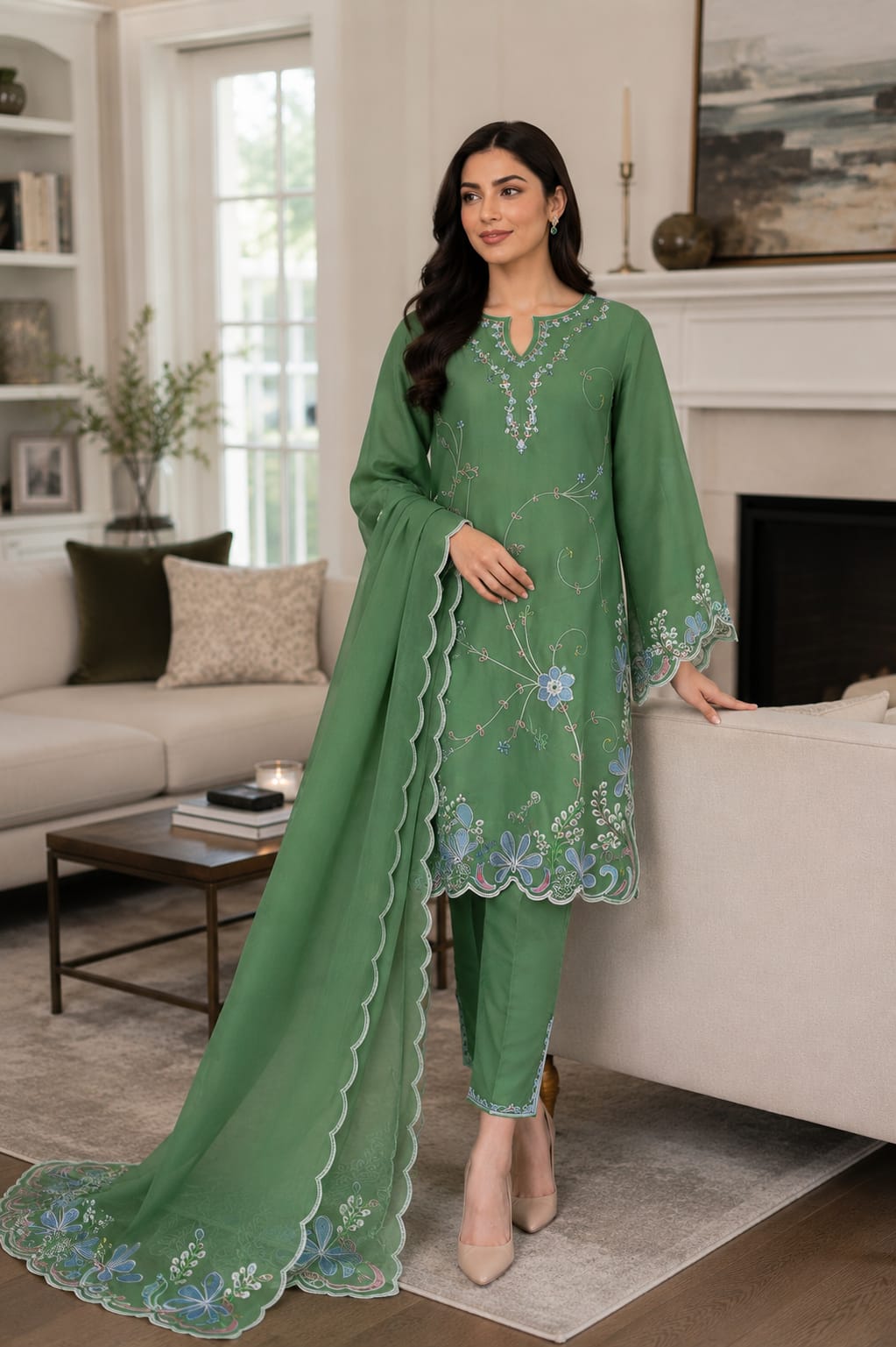 ZW-10037 Embroidered Lawn 3 Piece Summer Suit By ZeeWear