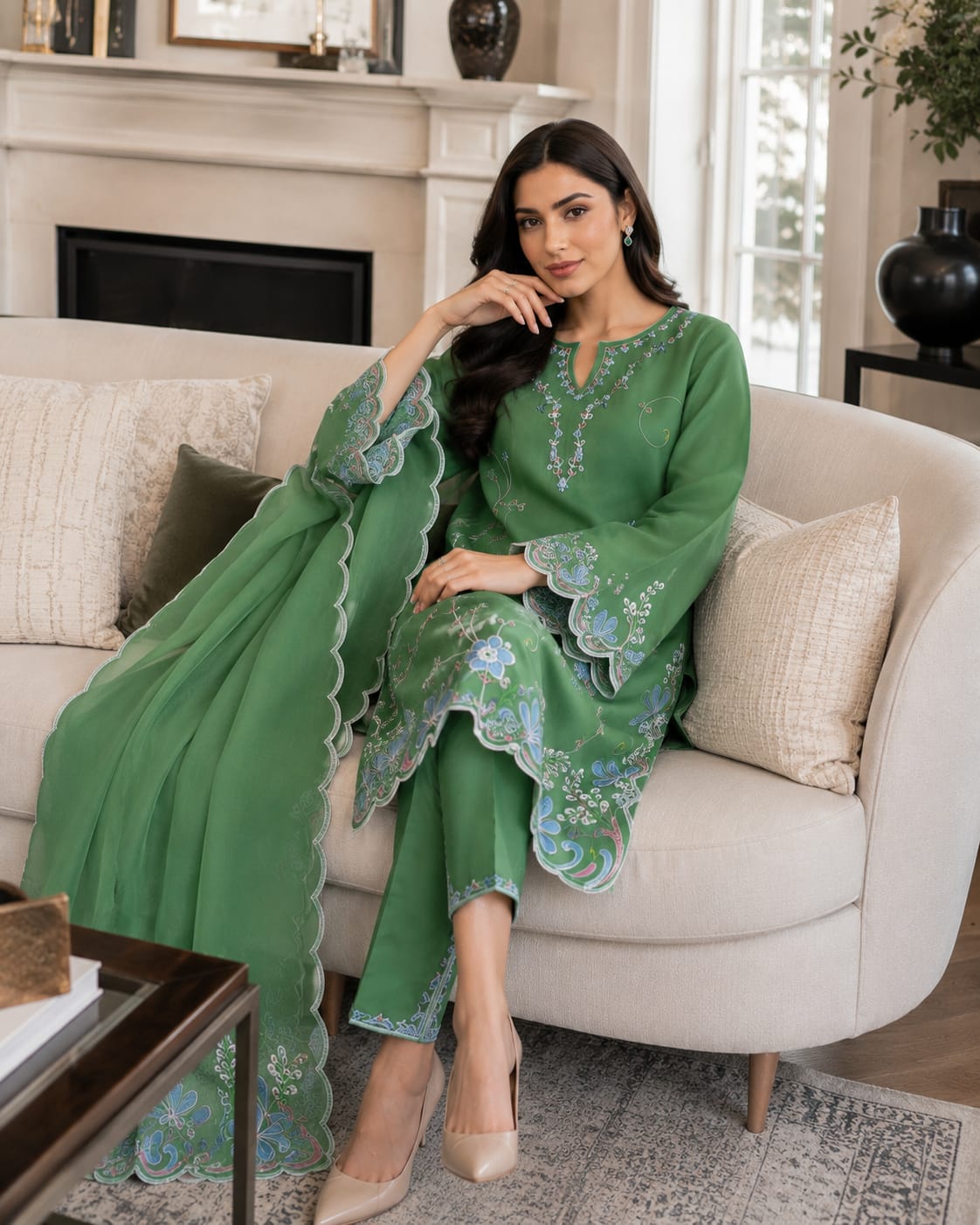 ZW-10037 Embroidered Lawn 3 Piece Summer Suit By ZeeWear