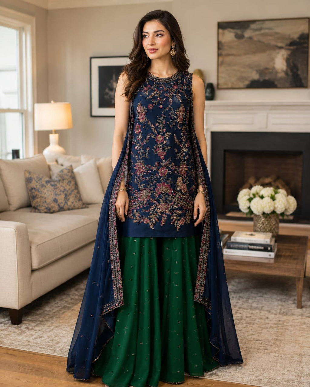 ZW-10035 — Unstitched 3 Piece Embroidered Summer Suit.