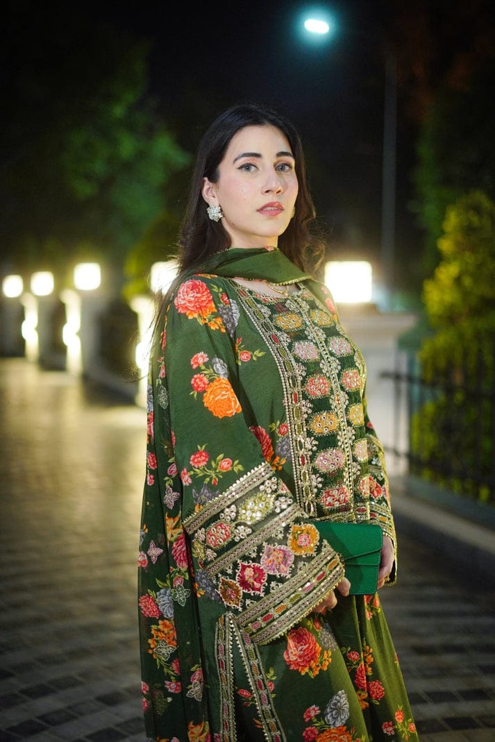 ZW-10033 Aneela's Printed 3 Piece Summer Suit By ZeeWear