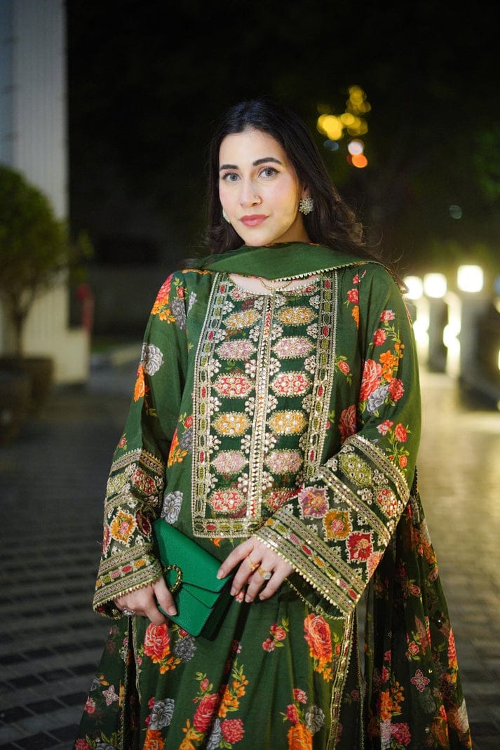 ZW-10033 Aneela's Printed 3 Piece Summer Suit By ZeeWear
