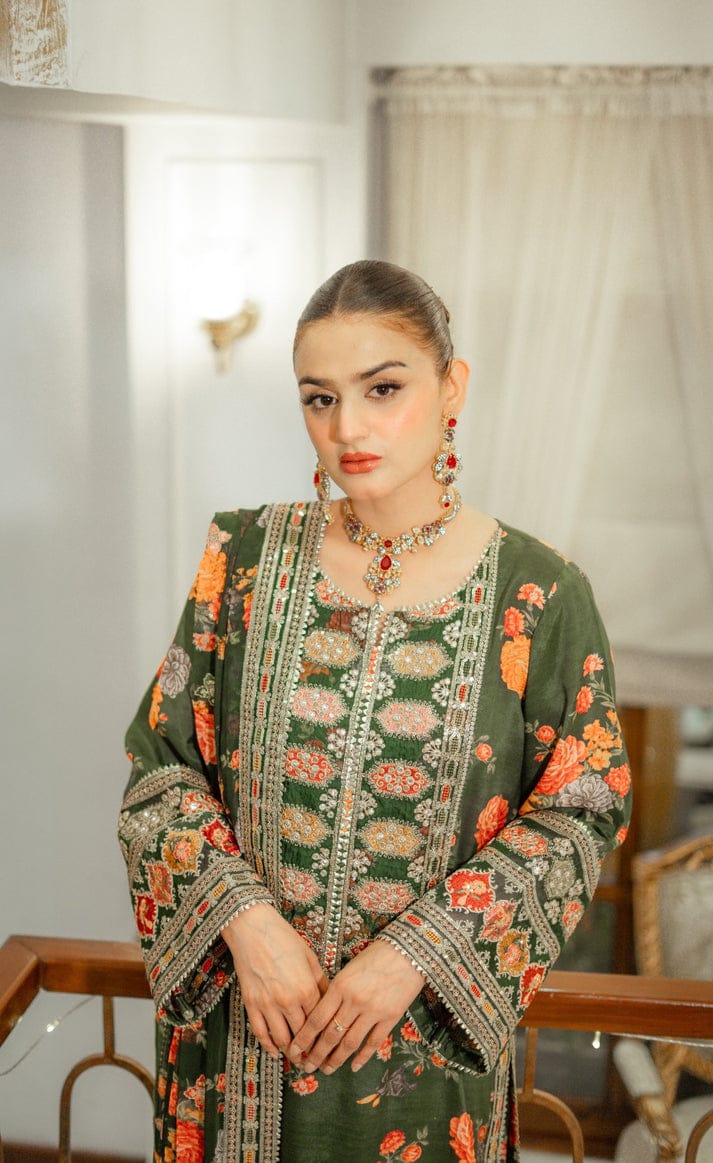 ZW-10033 Aneela's Printed 3 Piece Summer Suit By ZeeWear