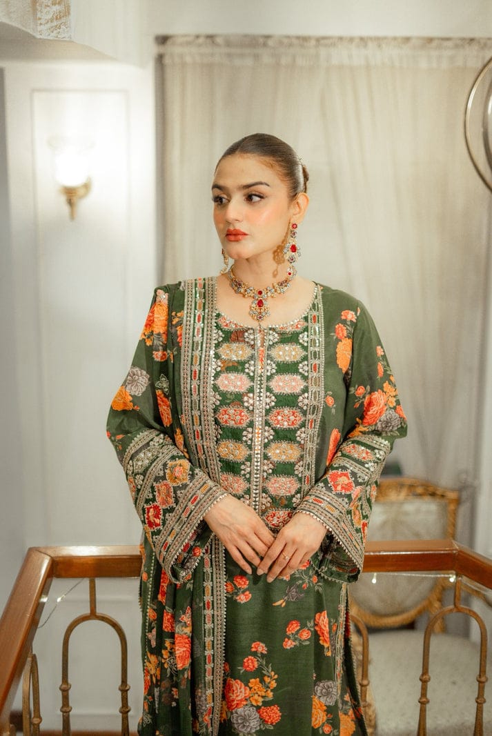 ZW-10033 Aneela's Printed 3 Piece Summer Suit By ZeeWear