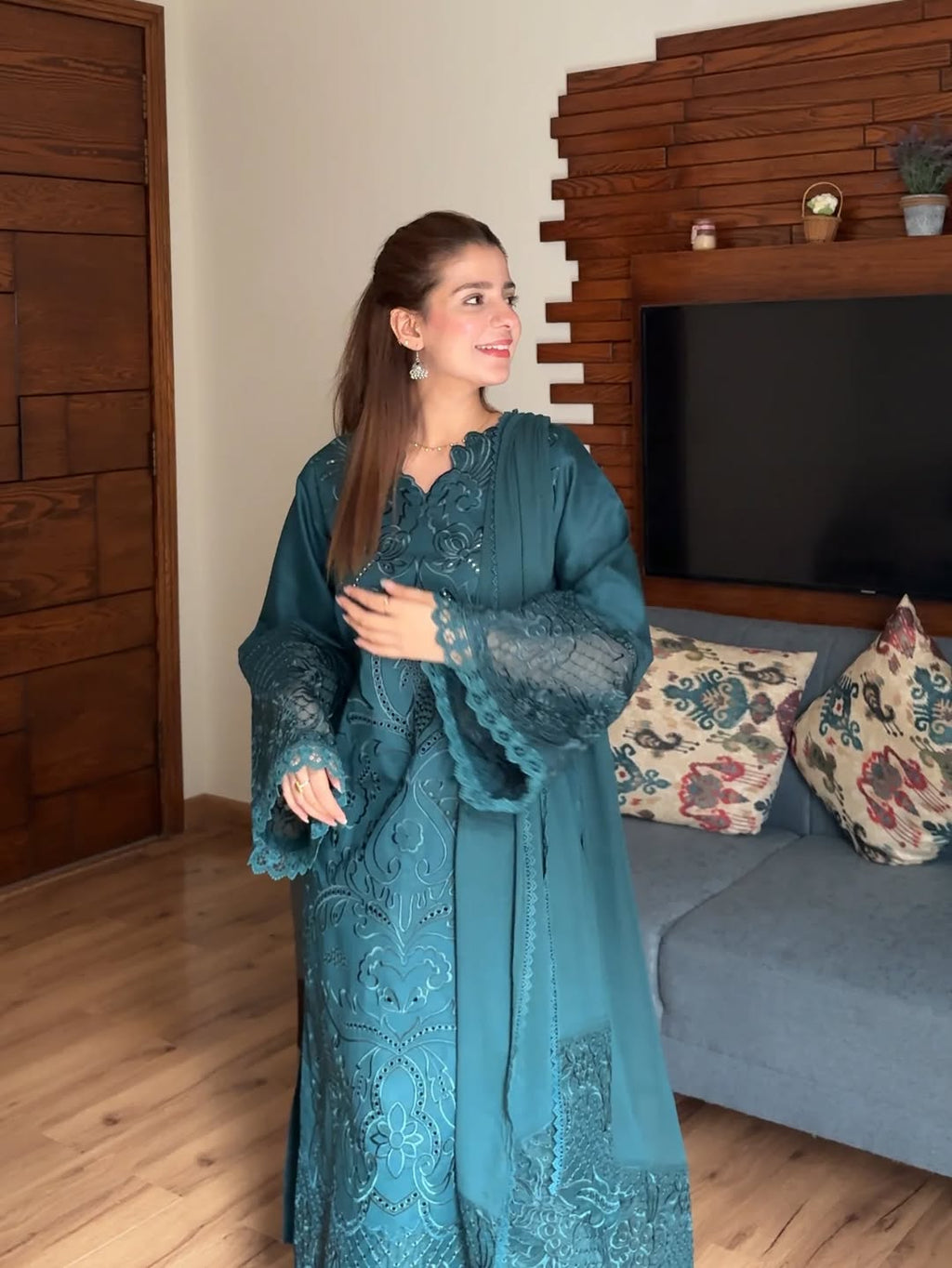 ZW-10034 Embroidered Lawn Cotton 3 Piece Summer Suit By ZeeWear