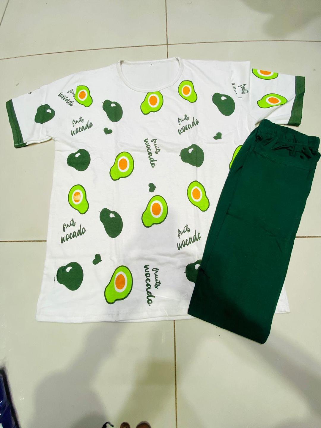  Women Avocado Printed Night Suit Cotton Jersey