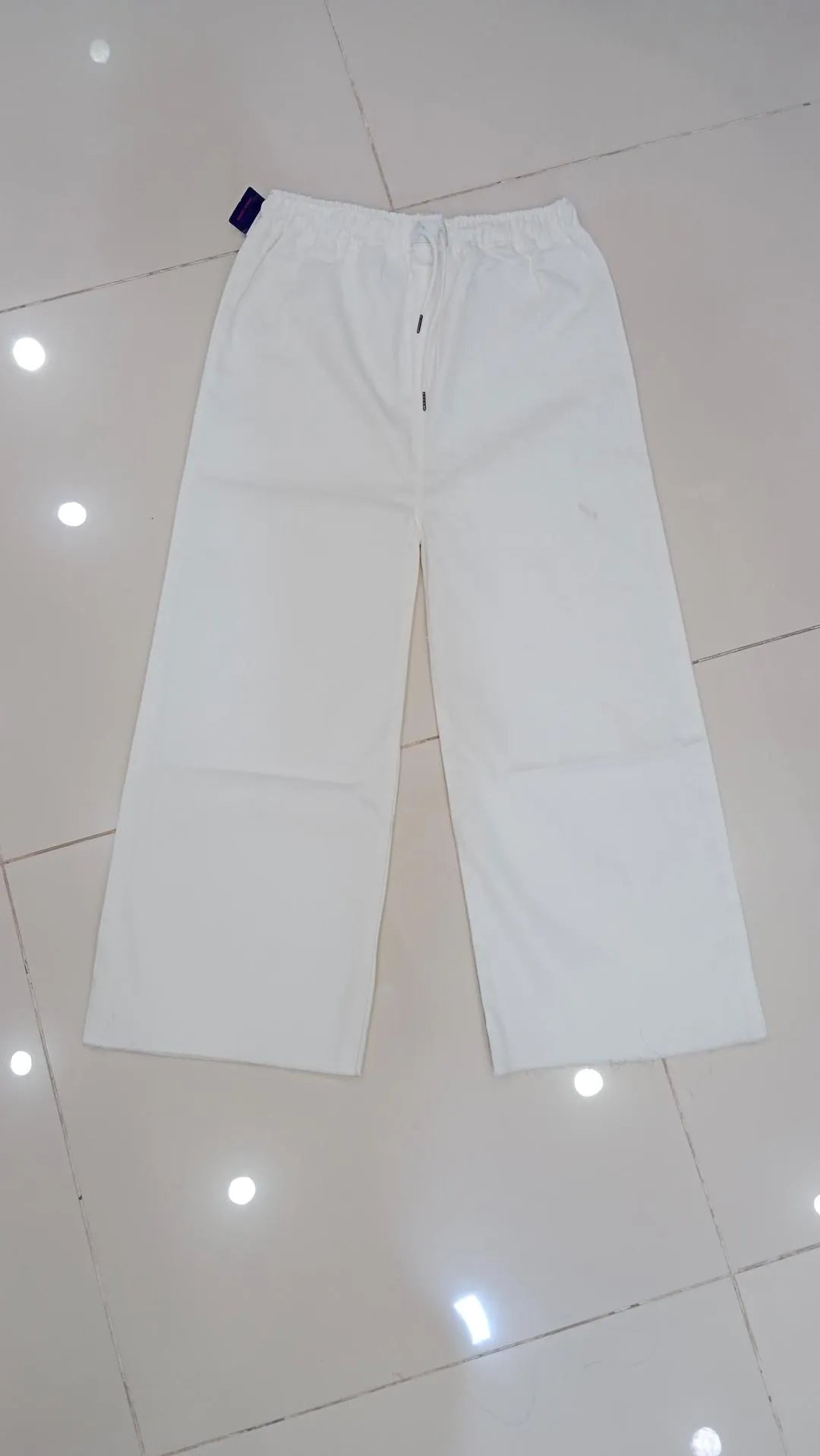 White Wide Leg Pants with Tie Waist Casual Set
