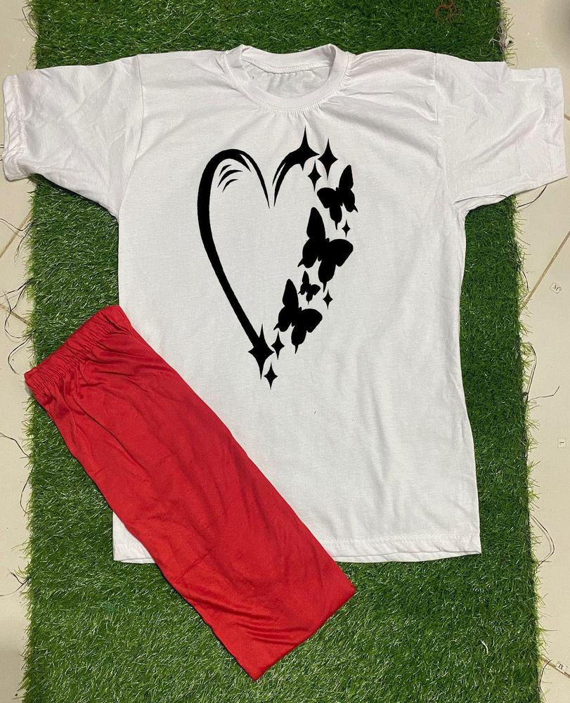 Printed Night Suit Red
