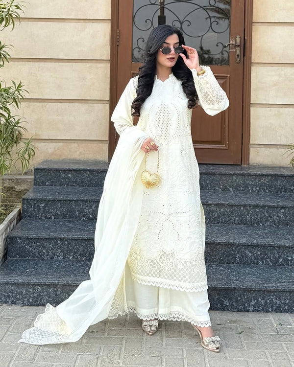 ZW-10054 Lawn chicken Kari  Embroidered dress 3 Piece unstitch Suit By ZeeWear