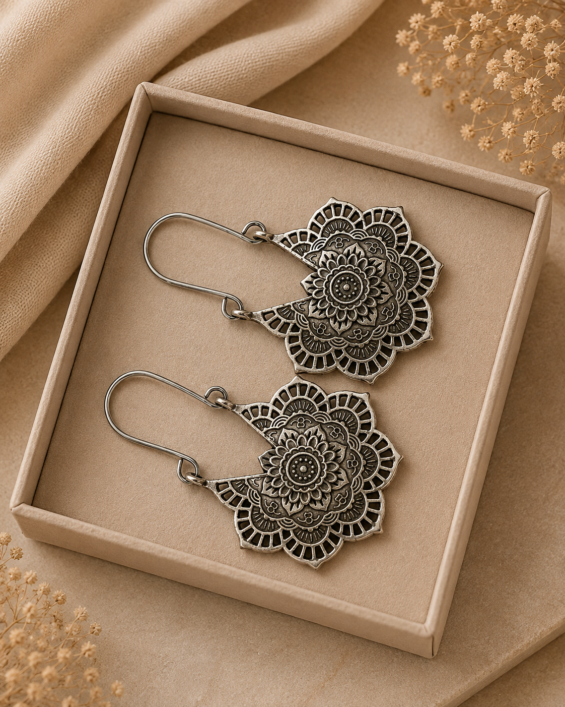 Funky Silver Plated Resin Earrings
