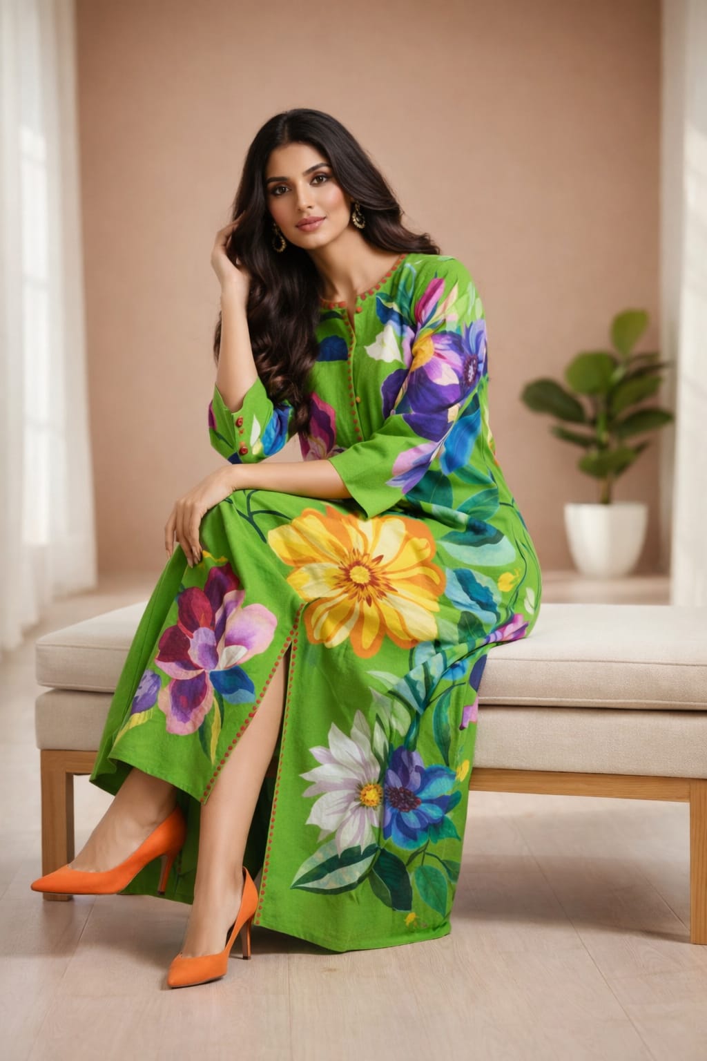 ZW-10060 UNSTITCHED 2 PIECE LAWN SUIT BY ZEEWEAR