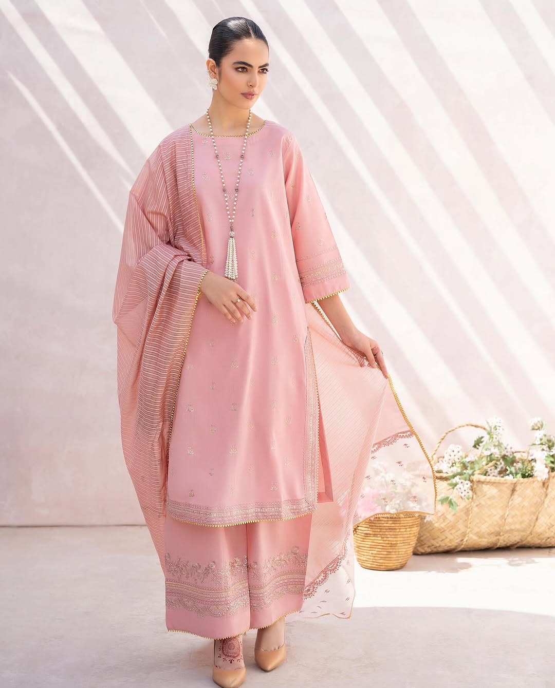 ZW-10051 Tilla & Sequins Embroidered Lawn Cotton 3 Piece Suit By ZeeWear