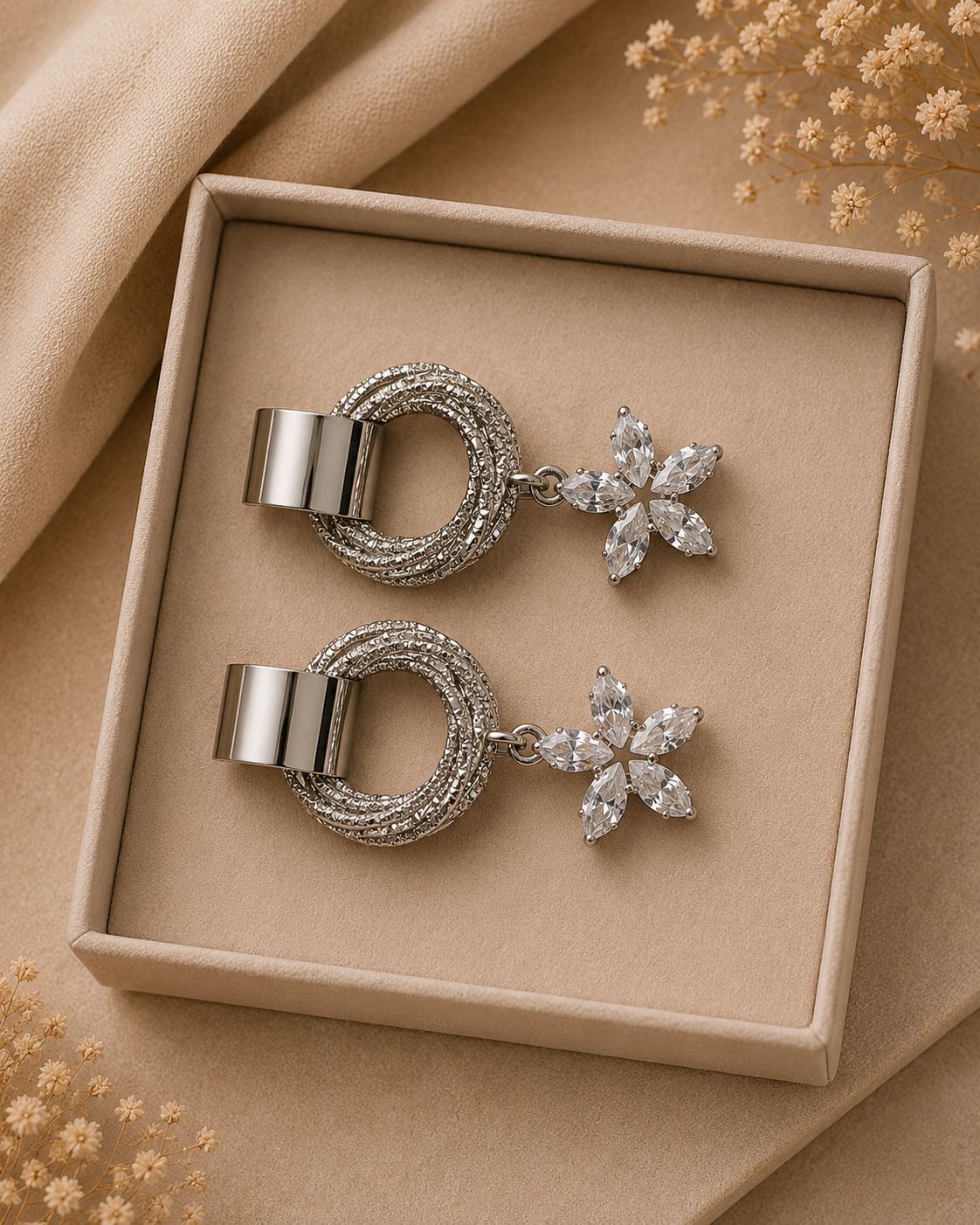 Funky Silver Plated Zircon Earrings