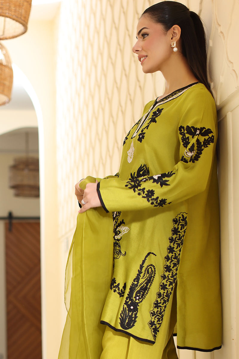 ZW-10057 3pic unstitched Lawn Embroidered dress 